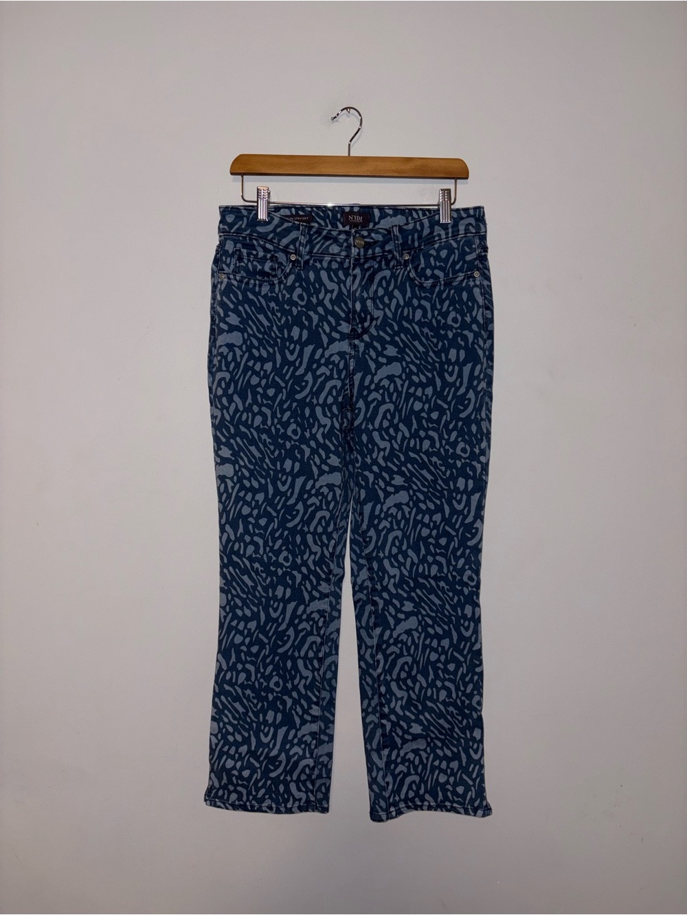NYDJ • Blue Printed Straight Leg Jeans